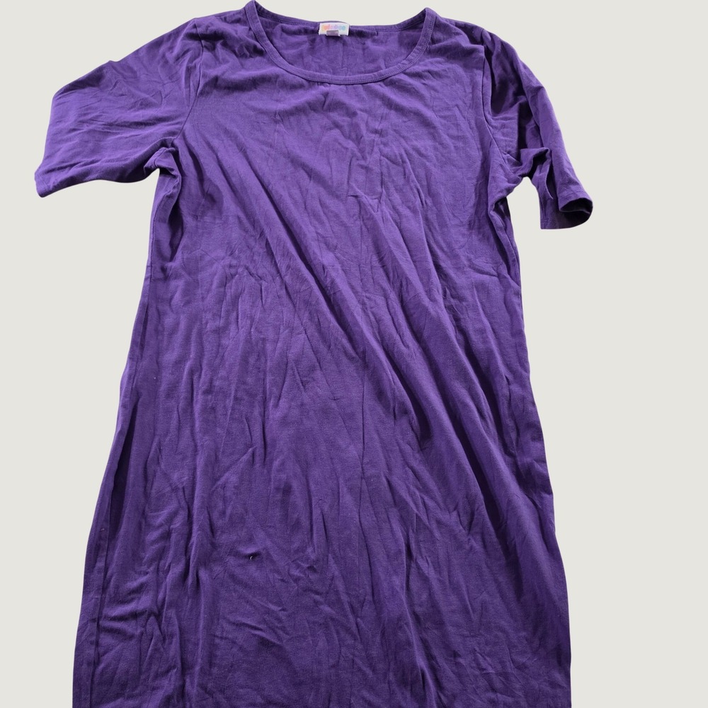 LuLaRoe Julia Dress Womens 2XL Purple Short Sleeve Sheath Knit Midi Dress